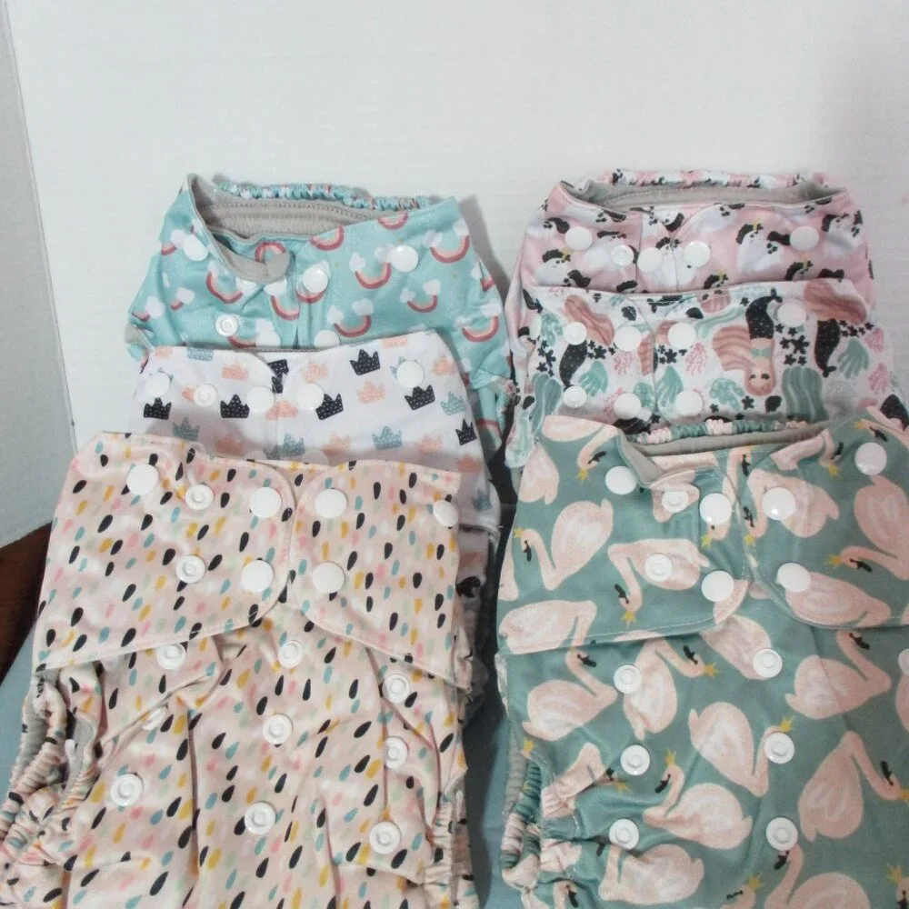 Simple Being 6 Diapers  Liners 1 Wetbag New Unisex Adjustable Size S M L Reusabl